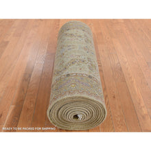 Load image into Gallery viewer, 3&#39;x23&#39;3&quot; Golden Brown, Super Dense Weave, Tabriz, XL Runner, 300 KPSI, Pure Wool, Hand Knotted, Oriental Rug FWR525942