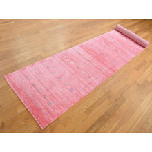 Load image into Gallery viewer, 2&#39;8&quot;x13&#39;6&quot; Flamingo Pink, Wool and Silk, Loomed Knotted, Gabbeh, Runner, Oriental Rug FWR525954