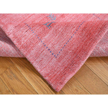 Load image into Gallery viewer, 2&#39;8&quot;x13&#39;6&quot; Flamingo Pink, Wool and Silk, Loomed Knotted, Gabbeh, Runner, Oriental Rug FWR525954