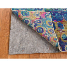 Load image into Gallery viewer, 3&#39;x12&#39;4&quot; Admiral Blue, THE PEACOCK, Sari Silk, Colorful, Hand Knotted, Wide Runner, Oriental Rug FWR526086