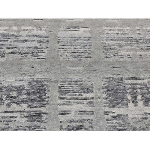 2'6"x17'10" Spanish Gray, Hand Spun Undyed Natural Wool, Modern XL Runner, Hand Knotted, Oriental Rug FWR526122