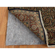 Load image into Gallery viewer, 4&#39;2&quot;x19&#39;10&quot; Pitch Black, Herati with All Over Fish Mahi Design, 250 KPSI, Hand Knotted, Pure Wool, Wide and Gallery Size Runner, Oriental Rug FWR526170