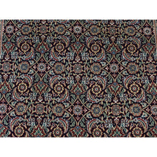 Load image into Gallery viewer, 4&#39;2&quot;x19&#39;10&quot; Pitch Black, Herati with All Over Fish Mahi Design, 250 KPSI, Hand Knotted, Pure Wool, Wide and Gallery Size Runner, Oriental Rug FWR526170