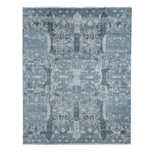 Load image into Gallery viewer, 7&#39;10&quot;x10&#39; Cloud Gray, Wool and Pure Silk, Jewellery Design, Hand Knotted, Oriental Rug FWR526188