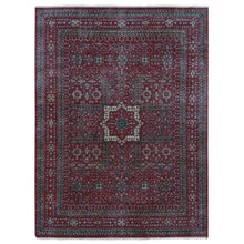 Load image into Gallery viewer, 9&#39;x12&#39; Maroon Red, Vintage Look Mamluk, Distressed, Zero Pile Shaved Low, Worn Wool Hand Knotted, Oriental Rug FWR526200