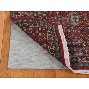 9'x12' Maroon Red, Vintage Look Mamluk, Distressed, Zero Pile Shaved Low, Worn Wool Hand Knotted, Oriental Rug FWR526200