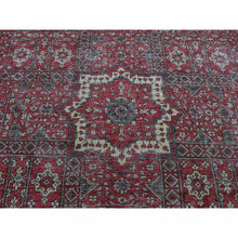 Load image into Gallery viewer, 9&#39;x12&#39; Maroon Red, Vintage Look Mamluk, Distressed, Zero Pile Shaved Low, Worn Wool Hand Knotted, Oriental Rug FWR526200