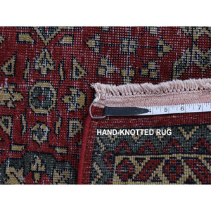 9'x12' Maroon Red, Vintage Look Mamluk, Distressed, Zero Pile Shaved Low, Worn Wool Hand Knotted, Oriental Rug FWR526200