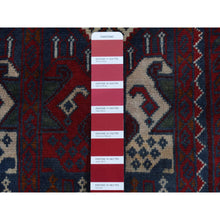 Load image into Gallery viewer, 2&#39;6&quot;x9&#39;3&quot; Falu Red, Afghan Khamyab, Intricate Geometrical Pattern, Denser Weave with Shiny Wool, Hand Knotted, Runner Oriental Rug FWR526356