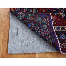 Load image into Gallery viewer, 3&#39;10&quot;x6&#39;5&quot; Carmine Red, Afghan Baluch with Repetitive Colorful Nomad Design, Pure Wool, Hand Knotted, Oriental Rug FWR526404