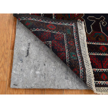 Load image into Gallery viewer, 3&#39;10&quot;x6&#39;9&quot; Yankees Blue, Afghan Baluch, Open Field Medallion Design, Pure Wool, Hand Knotted, Oriental Rug FWR526410