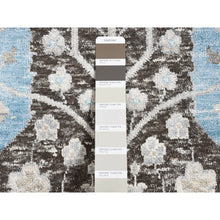 Load image into Gallery viewer, 9&#39;1&quot;x9&#39;1&quot; Bistre Brown, Cypress Tree Design, Silk with Textured Wool, Hand Knotted, Round Oriental Rug FWR526428