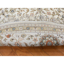 Load image into Gallery viewer, 9&#39;1&quot;x9&#39;1&quot; Ivory, Silken, Tabriz Design, 300 KPSI, Hand Knotted, Round Oriental Rug FWR526530