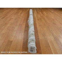 Load image into Gallery viewer, 9&#39;1&quot;x9&#39;1&quot; Ivory, Silken, Tabriz Design, 300 KPSI, Hand Knotted, Round Oriental Rug FWR526530