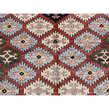 Load image into Gallery viewer, 4&#39;x5&#39;7&quot; Barn Red, Diagonal Repetitive Tribal Design, Afghan Ersari Repetitive Design, Vegetable Dyes, Pure Wool, Hand Knotted, Oriental Rug FWR526554