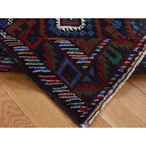 3'7"x6'6" Light Brown, Afghan Baluch Geometric Design, Pure Wool, Hand Knotted, Oriental Rug FWR526614