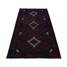 Load image into Gallery viewer, 3&#39;8&quot;x6&#39;6&quot; Space Cadet, Afghan Baluch Geometric Design, Pure Wool, Hand Knotted, Oriental Rug FWR526626