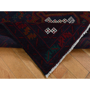 3'8"x6'6" Space Cadet, Afghan Baluch Geometric Design, Pure Wool, Hand Knotted, Oriental Rug FWR526626