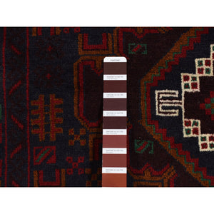 3'8"x6'6" Space Cadet, Afghan Baluch Geometric Design, Pure Wool, Hand Knotted, Oriental Rug FWR526626