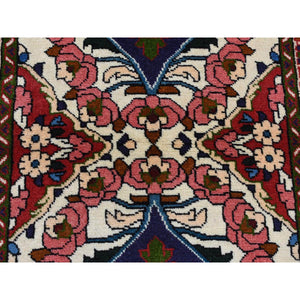 2'9"x4' Ivory, New Persian Lilihan, Pure Wool, Hand Knotted, Oriental Rug FWR526638