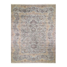 Load image into Gallery viewer, 2&#39;x3&#39; Nyanza Green, Pure Silk with Textured Wool, Mughal Design, Hand Knotted, Mat Oriental Rug FWR526656