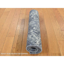 Load image into Gallery viewer, 2&#39;x3&#39; Lavender Gray, Abstract Design, Wool and Silk, Hand Knotted, Sample Mat Oriental Rug FWR526812