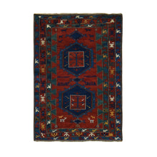 Load image into Gallery viewer, 4&#39;6&quot;x6&#39;4&quot; Maroon Red, Antique Caucasian Armenian, Pure Wool, Hand Knotted, Full Pile, Excellent Condition, Clean, Signed and Dated, Oriental Rug FWR527136