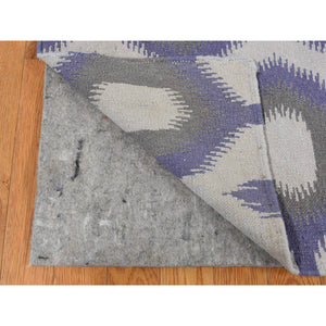 8'10"x12'2" Independence Blue, Durie Kilim Flat Weave, Geometric Design, Hand Woven, Pure Wool, Reversible Oriental Rug FWR527160