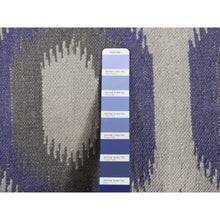 Load image into Gallery viewer, 8&#39;10&quot;x12&#39;2&quot; Independence Blue, Durie Kilim Flat Weave, Geometric Design, Hand Woven, Pure Wool, Reversible Oriental Rug FWR527160