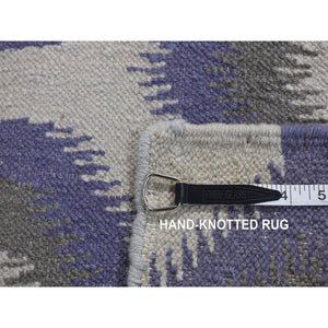 8'10"x12'2" Independence Blue, Durie Kilim Flat Weave, Geometric Design, Hand Woven, Pure Wool, Reversible Oriental Rug FWR527160