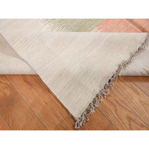 10'x14'4" Ivory, Hand Woven, Flat Weave Durie Kilim, Dazzling Design, 100% Wool, Oriental Rug FWR527262