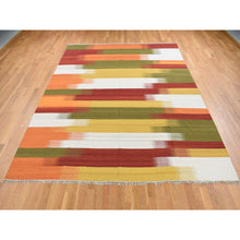 Load image into Gallery viewer, 9&#39;1&quot;x12&#39;6&quot; Ivory, Hand Woven, Flat Weave Durie Kilim, Dazzling Design, 100% Wool, Oriental Rug FWR527268