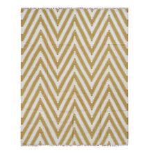 Load image into Gallery viewer, 8&#39;x10&#39; Trombone Yellow, Flat Weave Kilim, Chevron Design, Hand Woven, Pure Wool, Oriental Rug FWR527292