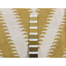 Load image into Gallery viewer, 8&#39;x10&#39; Trombone Yellow, Flat Weave Kilim, Chevron Design, Hand Woven, Pure Wool, Oriental Rug FWR527292