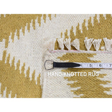 Load image into Gallery viewer, 8&#39;x10&#39; Trombone Yellow, Flat Weave Kilim, Chevron Design, Hand Woven, Pure Wool, Oriental Rug FWR527292