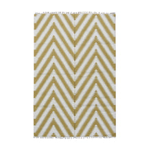 Load image into Gallery viewer, 5&#39;x8&#39; Trombone Yellow, Pure Wool, Flat Weave Kilim, Chevron Design, Hand Woven, Oriental Rug FWR527322