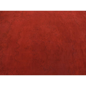 7'8"x10'3" Chili Red, Hand Woven, 100% Wool, Overdyed Aubusson, Oriental Rug FWR527352