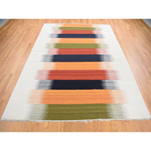 Load image into Gallery viewer, 9&#39;x12&#39;6&quot; Ivory, 100% Wool, Hand Woven, Flat Weave Durie Kilim, Dazzling Design, Reversible Oriental Rug FWR527370