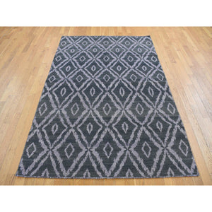 5'2"x7'5" Olive Black, Flat Weave Kilim, Pure Wool, Hand Woven, Reversible Oriental Rug FWR527412