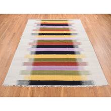 Load image into Gallery viewer, 8&#39;x10&#39;2&quot; Ivory, Hand Woven, 100% Wool, Flat Weave Kilim, Dazzling Design, Oriental Rug FWR527442