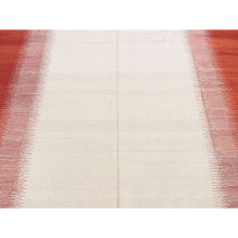 Load image into Gallery viewer, 8&#39;x10&#39;2&quot; Ivory, 100% Wool, Flat Weave Durie Kilim, Vertical Wide Stripe Design, Hand Woven, Reversible Oriental Rug FWR527460