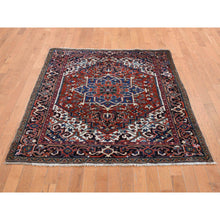 Load image into Gallery viewer, 4&#39;9&quot;x5&#39;10&quot; Chili Red, Antique Persian Heriz in A Small Rare Size, Hand Knotted, Pure Wool, Excellent Condition, Clean with Sides and Ends Professionally Secured, Oriental Rug FWR527490