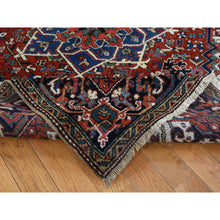 Load image into Gallery viewer, 4&#39;9&quot;x5&#39;10&quot; Chili Red, Antique Persian Heriz in A Small Rare Size, Hand Knotted, Pure Wool, Excellent Condition, Clean with Sides and Ends Professionally Secured, Oriental Rug FWR527490