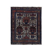 Load image into Gallery viewer, 4&#39;7&quot;x5&#39;6&quot; Prismatic Red, Antique Persian Afshar, Large Geometric Elements, Hand Knotted, Pure Wool, Even Wear, Clean, Sides and Ends Professionally Secured, Oriental Rug FWR527496