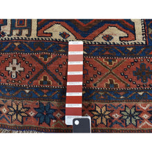 Load image into Gallery viewer, 4&#39;7&quot;x5&#39;6&quot; Prismatic Red, Antique Persian Afshar, Large Geometric Elements, Hand Knotted, Pure Wool, Even Wear, Clean, Sides and Ends Professionally Secured, Oriental Rug FWR527496