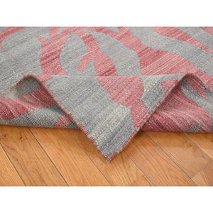 4'x6'2" Battleship Gray, Pure Wool, Flat Weave Kilim, Hand Woven, Reversible Oriental Rug FWR527544