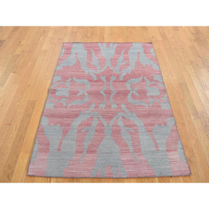 4'x6' Battleship Gray, Hand Woven, Pure Wool, Flat Weave Kilim, Reversible Oriental Rug FWR527574