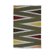 Load image into Gallery viewer, 5&#39;1&quot;x8&#39;1&quot; Old Moss Green, Flat Weave Kilim, Dazzling Zig-Zag Design, 100% Wool, Hand Woven, Reversible Oriental Rug FWR527586