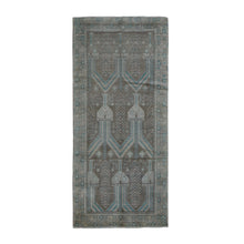 Load image into Gallery viewer, 4&#39;1&quot;x9&#39;2&quot; Cinereous Gray, Washed Out Afghan Baluch with Natural Colors, Pure Wool, Hand Knotted, Wide Runner, Oriental Rug FWR527766