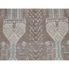 Load image into Gallery viewer, 4&#39;1&quot;x9&#39;2&quot; Cinereous Gray, Washed Out Afghan Baluch with Natural Colors, Pure Wool, Hand Knotted, Wide Runner, Oriental Rug FWR527766